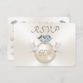 Diamond Love Birds 60th Anniversary RSVP Kaarten (Voorkant / Achterkant)