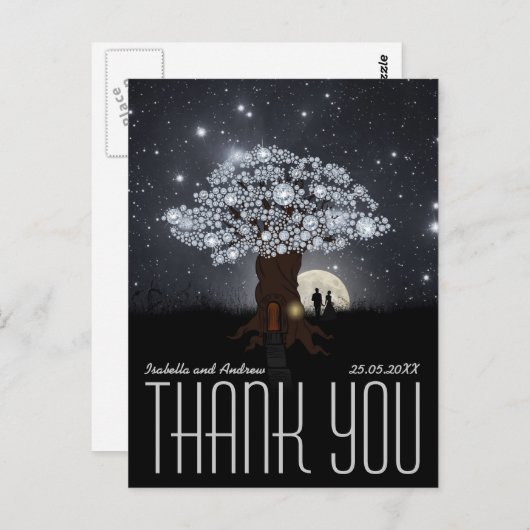 Diamond Love Tree - Huwelijk Dank u Briefkaart (Voorkant / Achterkant)