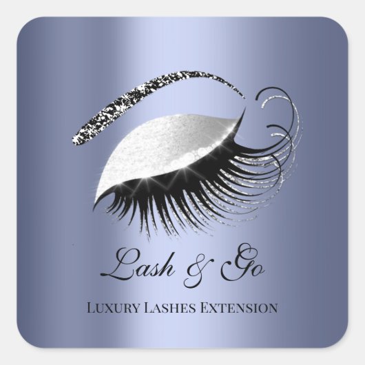 Diamond make-up artiest Lash zilver blauw Vierkante Sticker (Voorkant)