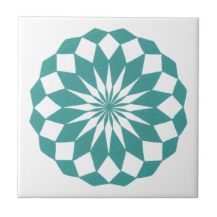 Diamond Mandala in Blauwgroen Turquoise Tegel Triv Tegeltje