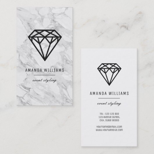 Diamond met Marmer Visitekaartje (Voorkant / Achterkant)