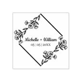 Diamond met wilde bloemen in het zwart voor bruilo rubberstempel (Afrduk)
