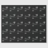 Diamond met witte rozen op Floral Black Cadeaupapier (Vlak)