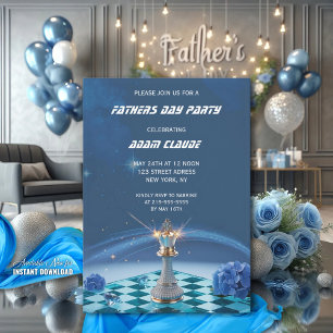 Diamond Metallic King Chess Fathers Day Blauw Kaart