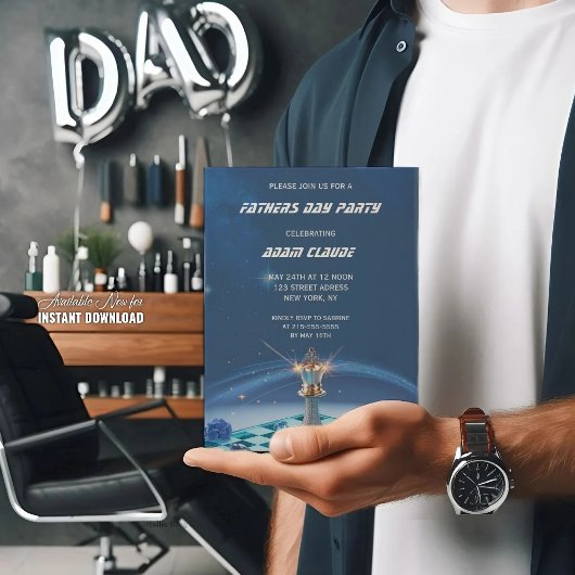 Diamond Metallic King Chess Fathers Day Blauw Kaart