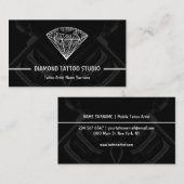 Diamond Minimal Modern Black Tattoo Studio Visitekaartje (Voorkant / Achterkant)