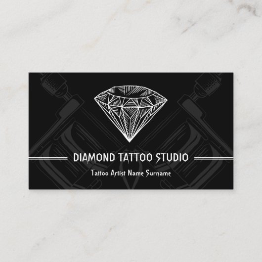 Diamond Minimal Modern Black Tattoo Studio Visitekaartje (Voorkant)