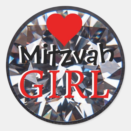 Diamond Mitzvah Meisje Ronde Sticker (Voorkant)