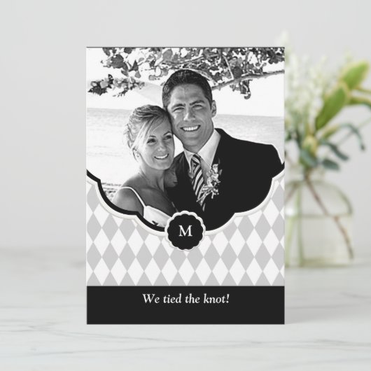 Diamond Monogram Aankondiging van een fotoweddensc (Staand voorkant)