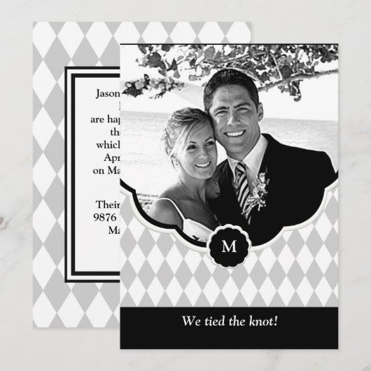 Diamond Monogram Aankondiging van een fotoweddensc (Voorkant / Achterkant)