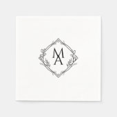 Diamond Monogram met bloemen in de zwarte luiers Servet (Voorkant)