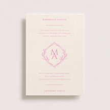 Diamond Monogram met bloemen in roze bruiloft