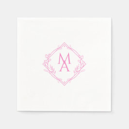 Diamond Monogram met bloemen in roze Servet