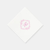 Diamond Monogram met bloemen in roze Servet (Hoek)