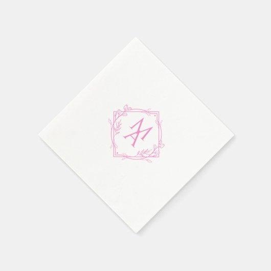 Diamond Monogram met bloemen in roze Servet (Hoek)