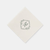 Diamond Monogram met bloemen op Evergreen Servet (Hoek)