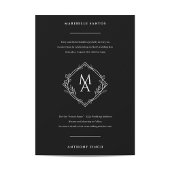 Diamond Monogram met bloemen op het zwarte huwelij Kaart