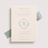 Diamond Monogram met druppelblauw huwelijk Kaart