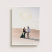 Diamond Monogram met Flowers Gold Save the Date Folie Uitnodiging