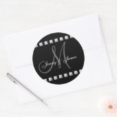 Diamond Monogram Namen Trouwstickers Ronde Sticker (Envelop)