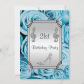 Diamond Music Note, Stiletto & Blue Rozen 21st Kaart (Voorkant)