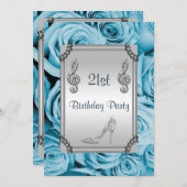 Diamond Music Note, Stiletto & Blue Rozen 21st Kaart (Voorkant / Achterkant)