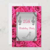 Diamond Music Note, Stiletto & Pink Roses 25ste Kaart (Voorkant)