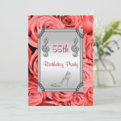 Diamond Music Note, Stiletto & Red Roses 55th Kaart (Staand voorkant)