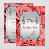 Diamond Music Note, Stiletto & Red Roses 55th Kaart (Voorkant / Achterkant)