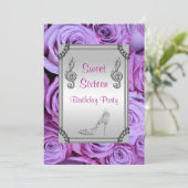 Diamond Music Note, Stiletto & Rozen Sweet 16 Kaart (Staand voorkant)