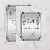 Diamond Music Note, Stiletto & White Roses 35th Kaart (Voorkant / Achterkant)