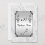 Diamond Music Note, Stiletto & White Roses 50ste Kaart (Voorkant)