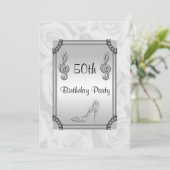 Diamond Music Note, Stiletto & White Roses 50ste Kaart (Staand voorkant)