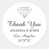 Diamond Name Wedding Bridal Sweet16th White Ronde Sticker (Voorkant)