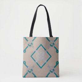 Diamond Nautical Knot Blauwgroen, Beige, Wit Tote Bag
