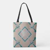 Diamond Nautical Knot Blauwgroen, Beige, Wit Tote Bag (Achterkant)