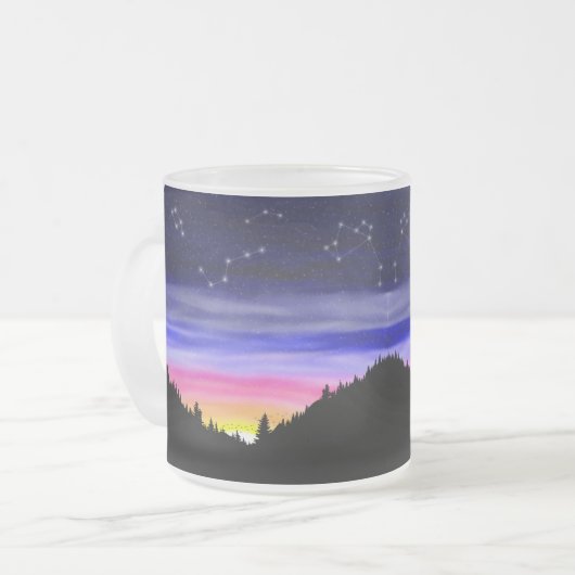 Diamond Night Frosted Glass Coffee Mok (Voorkant links)