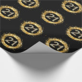 Diamond Number 21 Glitter Bling Confetti | goud Cadeaupapier (Hoek)