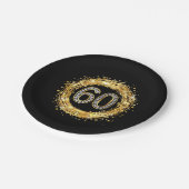 Diamond Number 60 Glitter Bling Confetti | goud Papieren Bordje (Gekanteld)