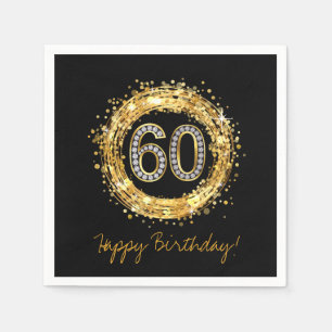 Diamond Number 60 Glitter Bling Confetti   goud Servet