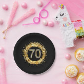 Diamond Number 70 Glitter Bling Confetti | goud Papieren Bordje (Feest)