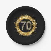 Diamond Number 70 Glitter Bling Confetti | goud Papieren Bordje (Voorkant)