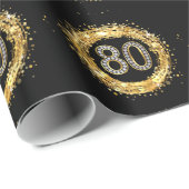 Diamond Number 80 Glitter Bling Confetti | goud Cadeaupapier (Rol Hoek)