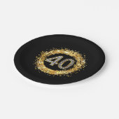 Diamond nummer 40 Glitter Bling Confetti | goud Papieren Bordje (Gekanteld)