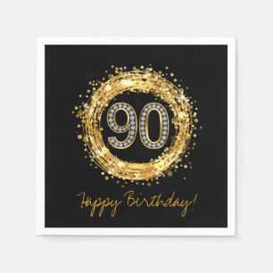 Diamond nummer 90 Glitter Bling Confetti   goud Servetten