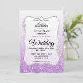 ** Diamond Ombre Paarse Glitter Gradient Wedding Kaart (Staand voorkant)