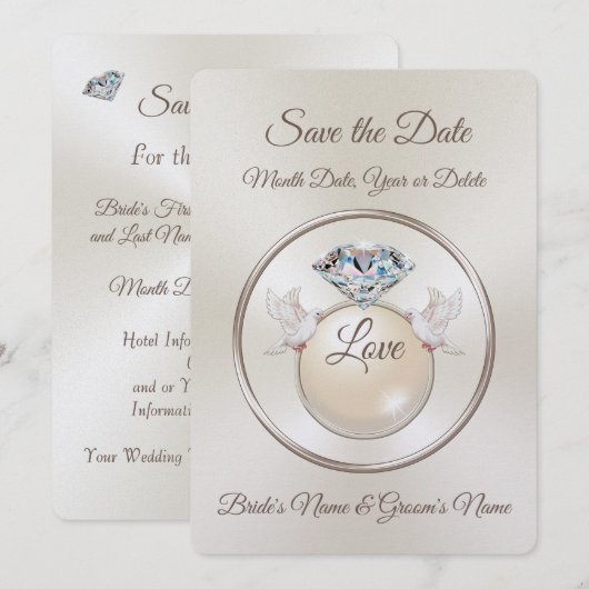 Diamond op persoonlijke titel Save the Date Invita Kaart (Voorkant / Achterkant)