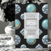 Diamond + Opalen Formeel | Luxe QR Code Trouwen Kaart