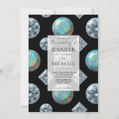 Diamond + Opalen Formeel | Luxe QR Code Trouwen Kaart (Voorkant)