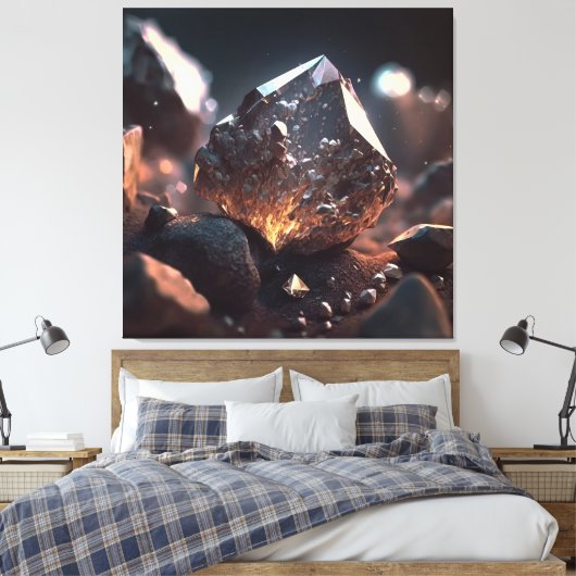 Diamond Ore Macro: Kimberlite Pipe Art Canvas Afdruk (Insitu (Slaapkamer))
